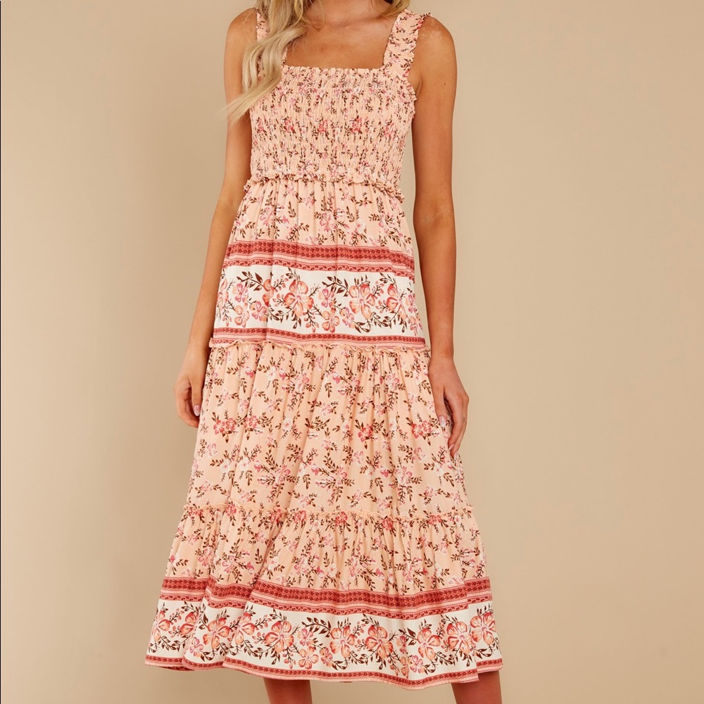 Peach Floral Maxi Dress